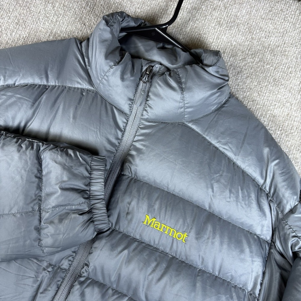 Marmot 800 Fill Down Puffer Jacket Mens Large Gray Full Zip Goose Down Coat - Picture 2 of 14